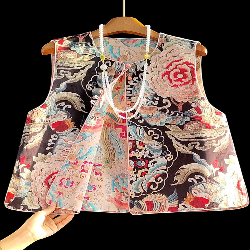 China Chic new Chinese style double sided printed vest 2025 early spring new super beautiful national style coat image 2