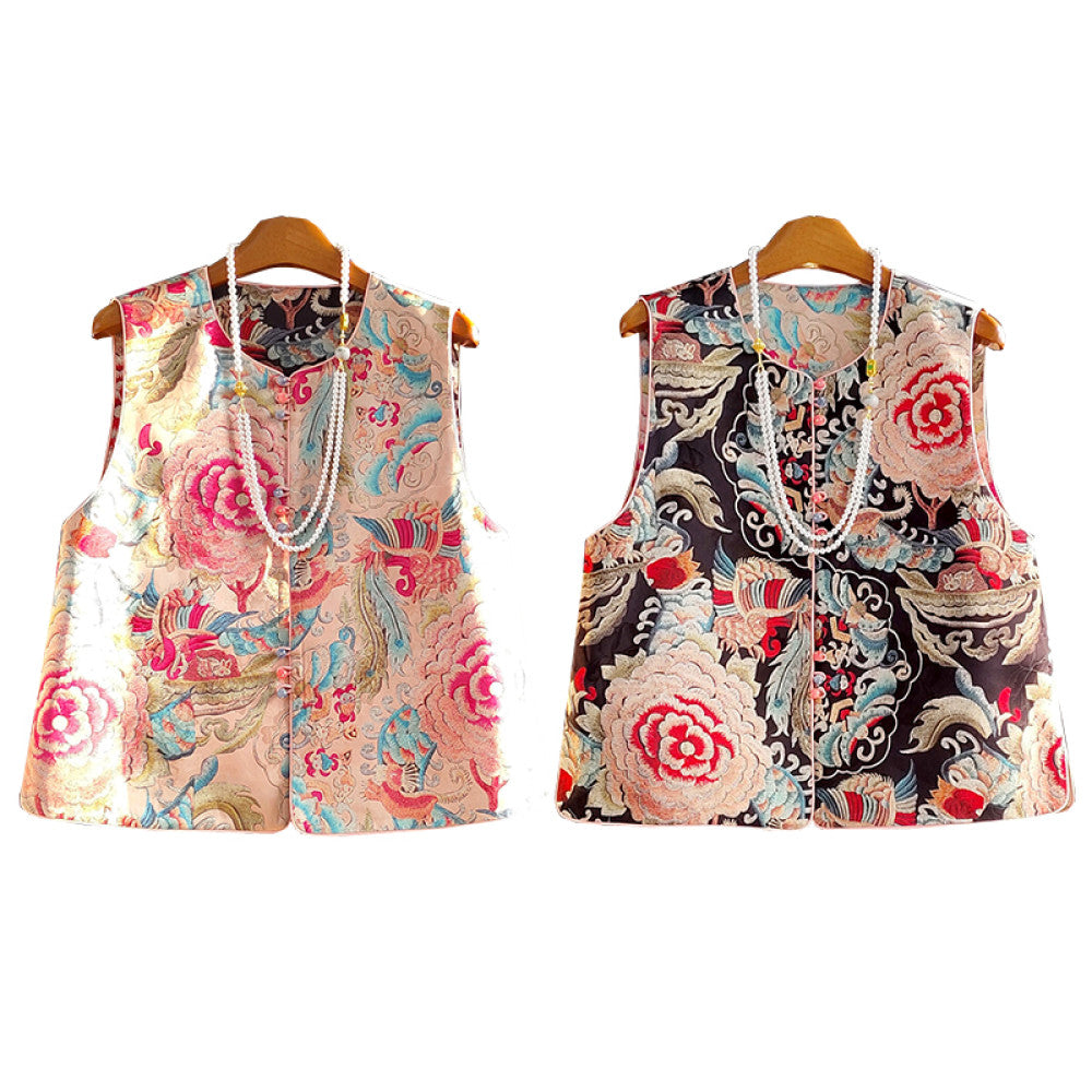 China Chic new Chinese style double sided printed vest 2025 early spring new super beautiful national style coat image 11