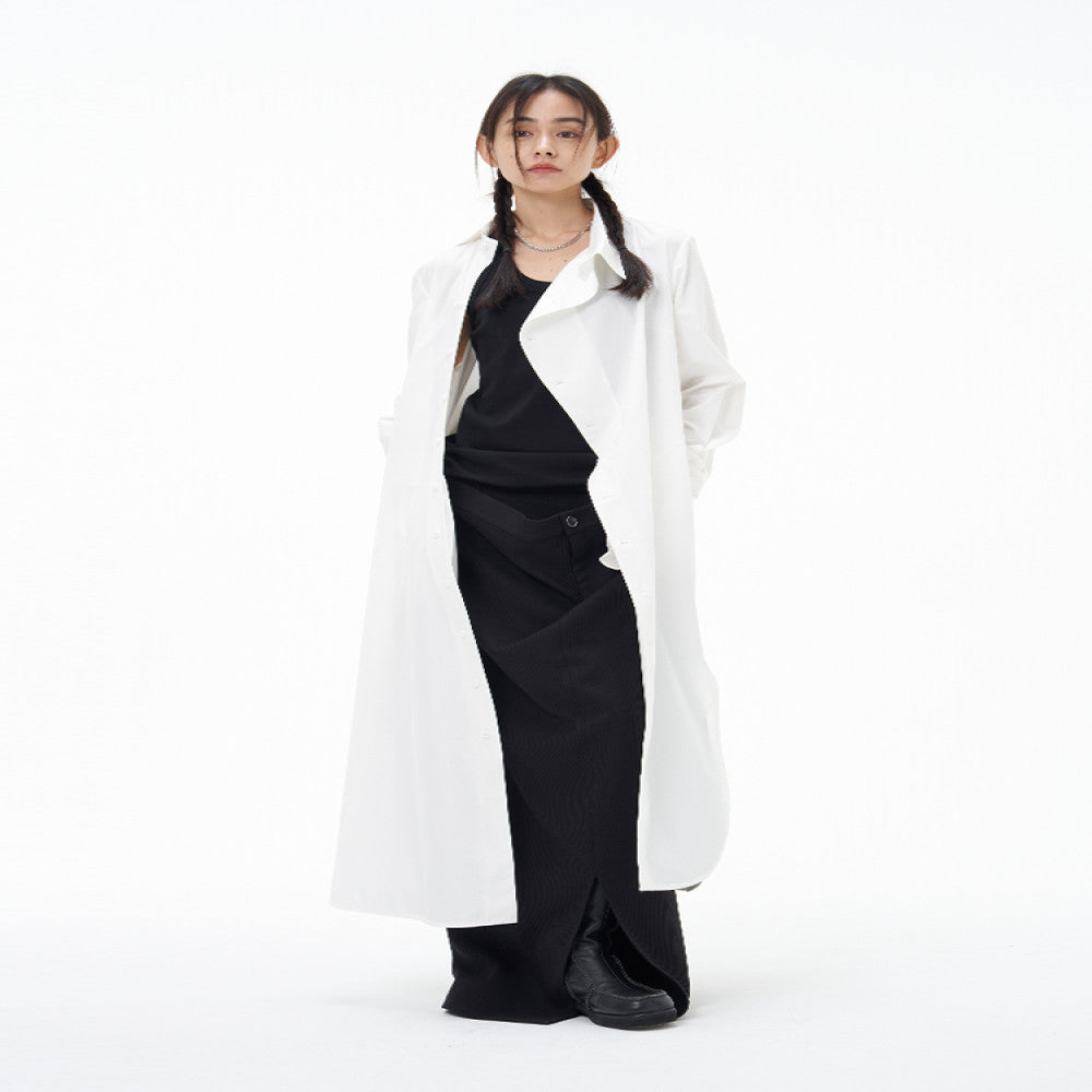 DOSORDONTS high lapel asymmetrical long sleeved shirt skirt mid length hanging and pleated jacket 2024 autumn women s image 5