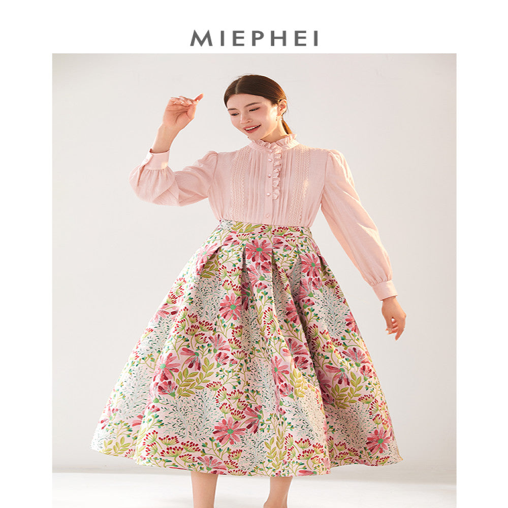 Meifei 2025 Original Design Jacquard Fold Unique Western Style Umbrella Skirt Skirt Half Body Skirt New Women s Autumn Winter Collection image 2