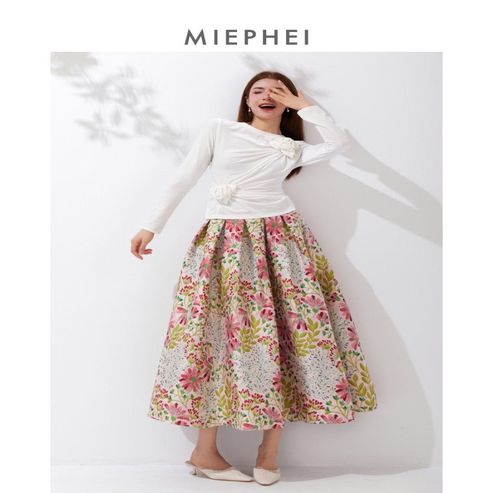 Meifei 2025 Original Design Jacquard Fold Unique Western Style Umbrella Skirt Skirt Half Body Skirt New Women s Autumn Winter Collection image 3