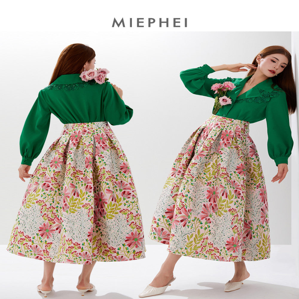 Meifei 2025 Original Design Jacquard Fold Unique Western Style Umbrella Skirt Skirt Half Body Skirt New Women s Autumn Winter Collection image 5