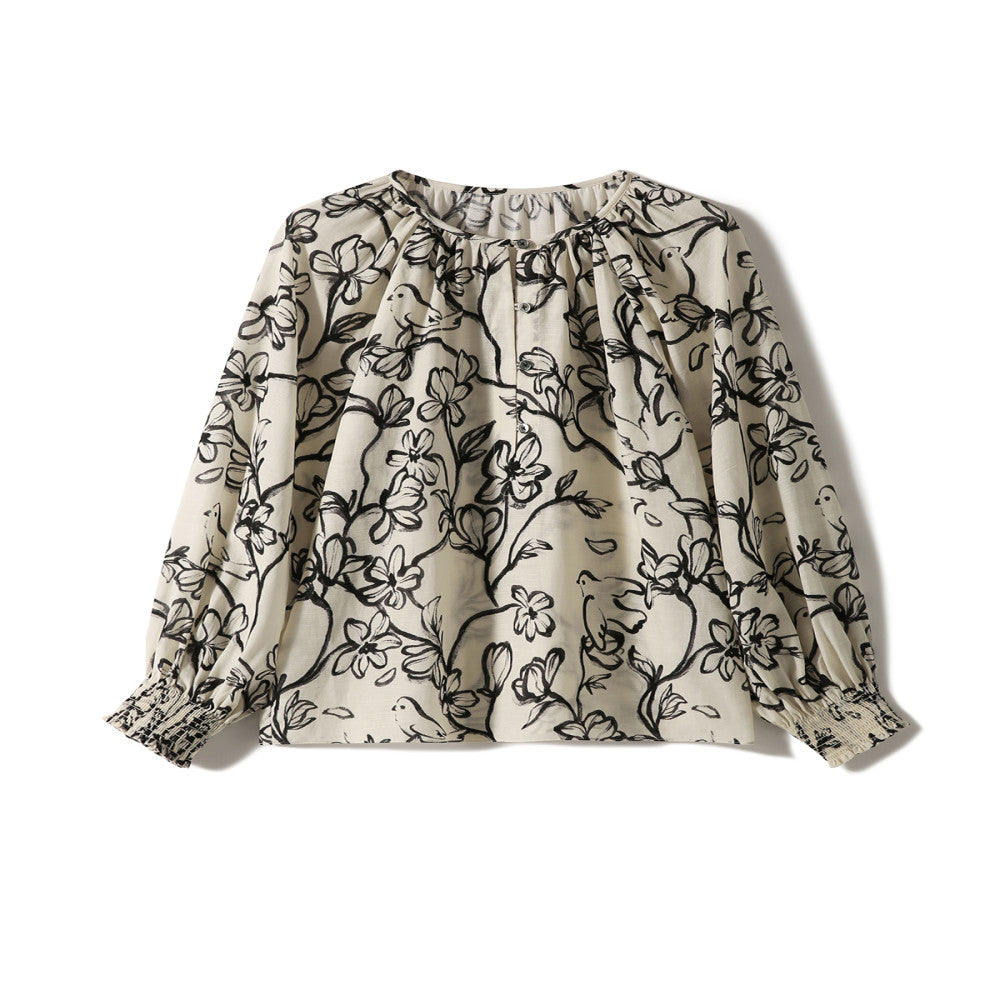 Xiaohan Pavilion Light Breathing Tencel Linen Breathable Dry and Simple Versatile Round Neck Long Sleeve Small Top image 5