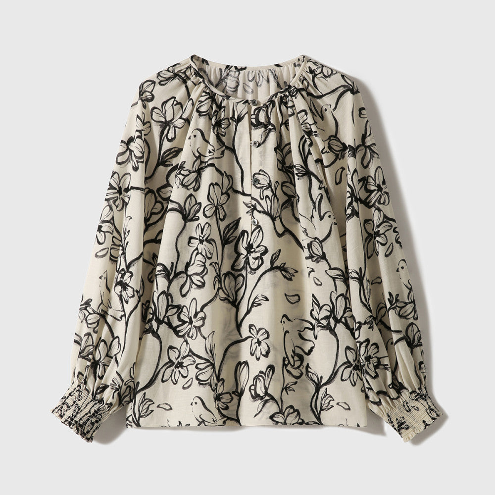 Xiaohan Pavilion Light Breathing Tencel Linen Breathable Dry and Simple Versatile Round Neck Long Sleeve Small Top image 12