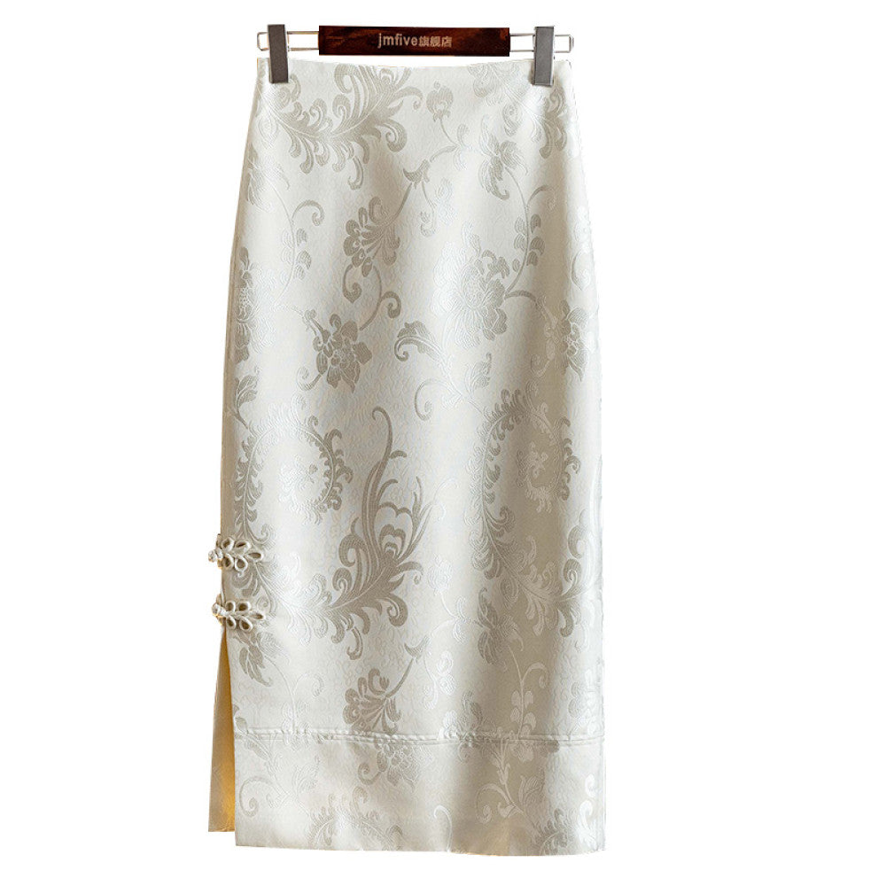 2025 Spring Summer New Chinese Style Jacquard Button Slimming Split Women s Skirt image 20