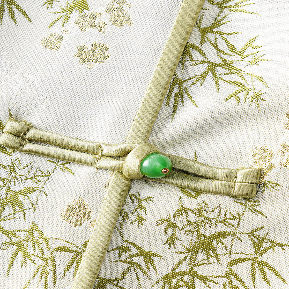 Green temperament new Chinese style buttoned skirt women s autumn and winter new retro national style jacquard high waist slit A line skirt image 3