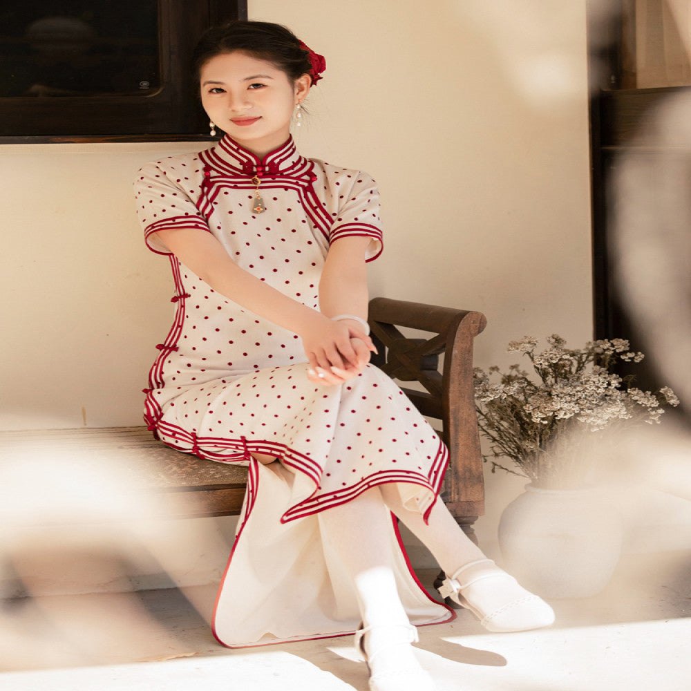 Qingdou Fuxia ancient cheongsam double breasted heavy duty false high slit 30s dragging retro beautiful Republic of China lady image 21