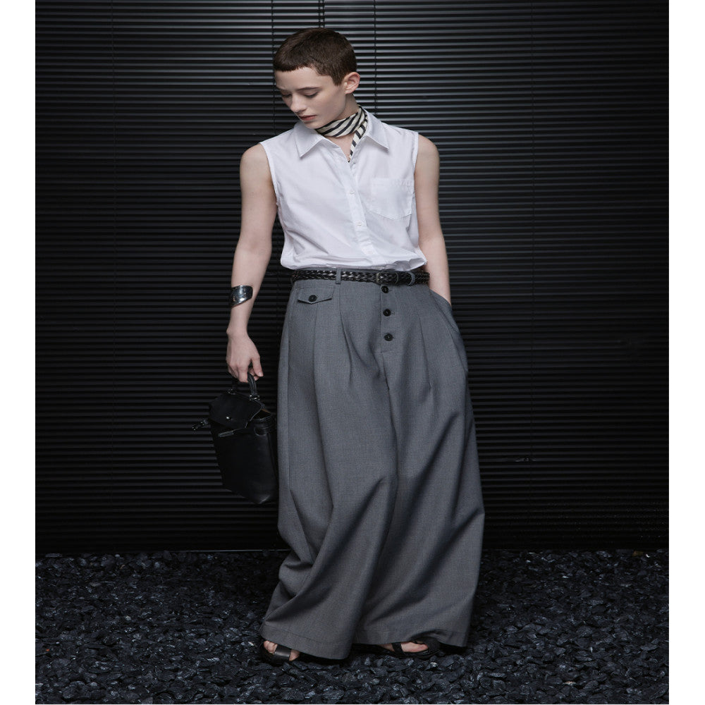 Moment gray trousers women 2025 spring and summer new drape high end casual loose handsome wide leg pants image 4