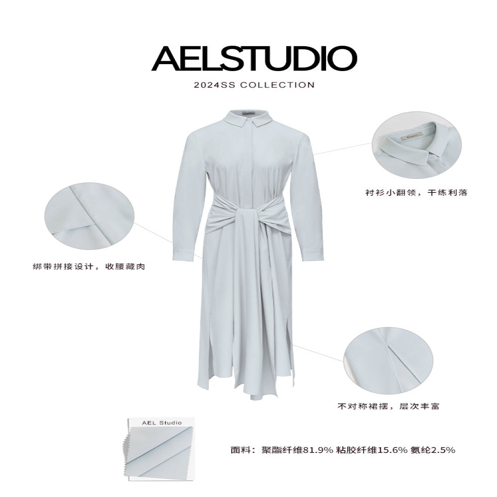 AEL original design simple French dress female 2025 new commuter style temperament waist shirt dress image 5