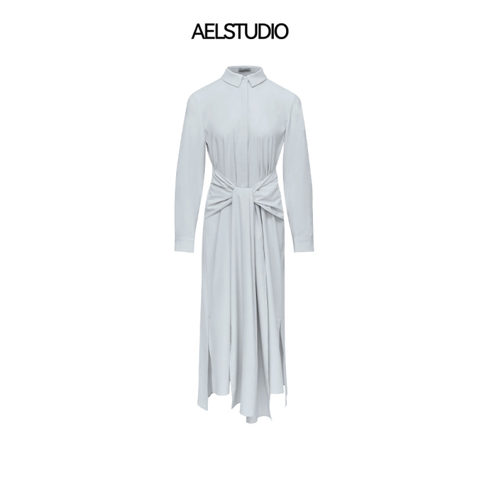 AEL original design simple French dress female 2025 new commuter style temperament waist shirt dress image 7