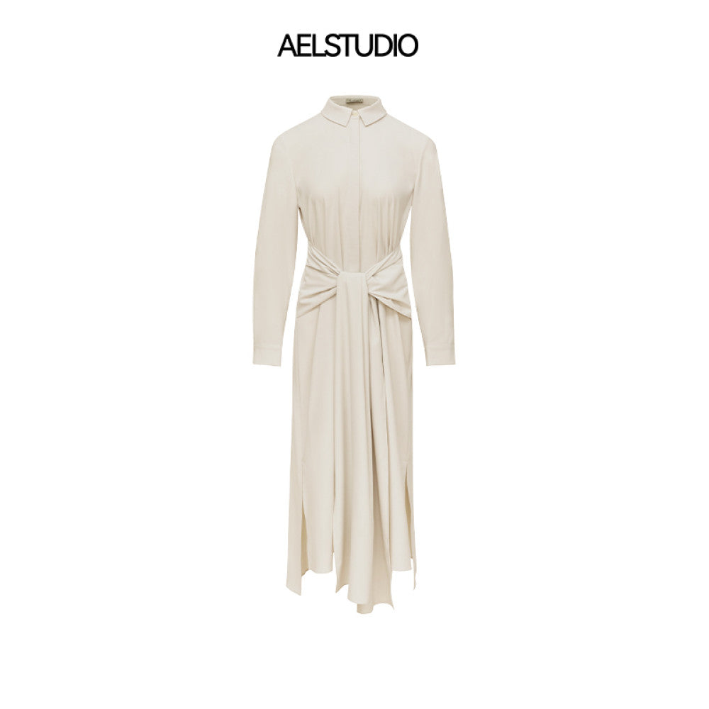 AEL original design simple French dress female 2025 new commuter style temperament waist shirt dress image 14