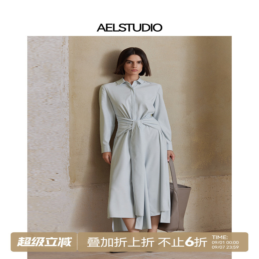 AEL original design simple French dress female 2025 new commuter style temperament waist shirt dress image 22
