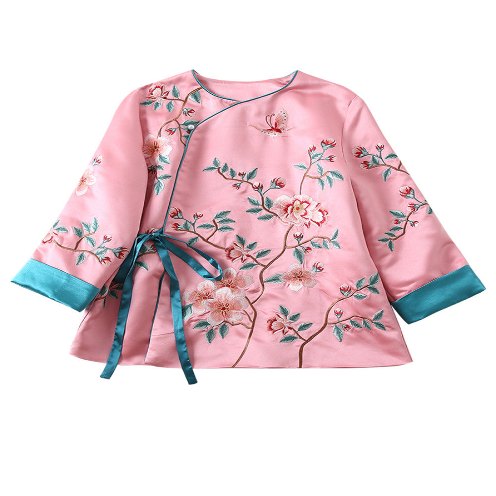 Chinese style young daily improved cheongsam tops for women high end embroidery lace up new Chinese Tang suit jacket image 5