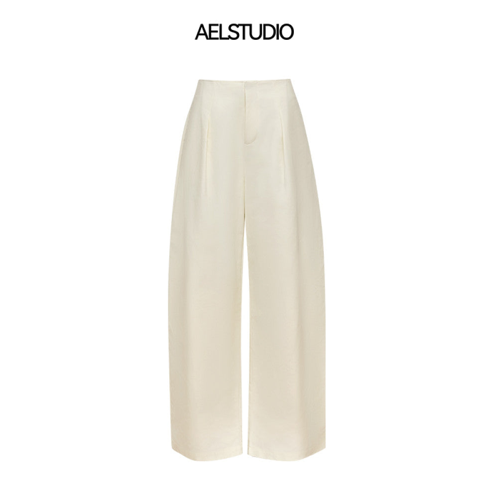 AEL original French temperament high waist cotton wide leg pants women 2025 summer loose high grade scimitar pants straight trousers image 13