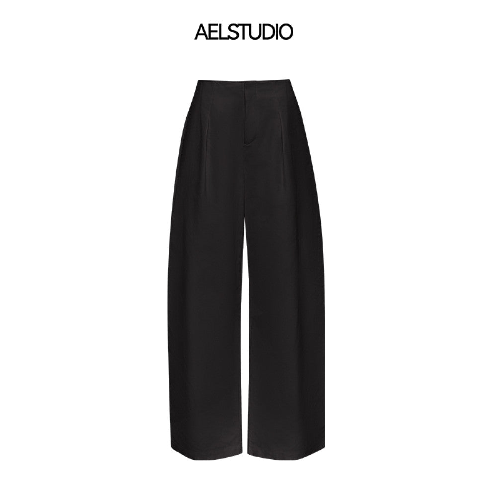 AEL original French temperament high waist cotton wide leg pants women 2025 summer loose high grade scimitar pants straight trousers image 19