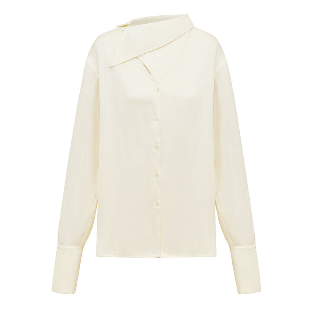 AEL original design simple shirt 2025 new women s autumn light luxury niche irregular long sleeved top image 11