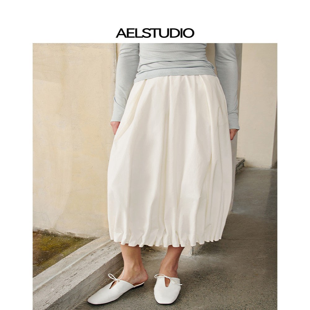 AEL Original French Style White Half length Skirt for Women 2025 New Autumn Edition Elegant Flower Bud Skirt Design image 1