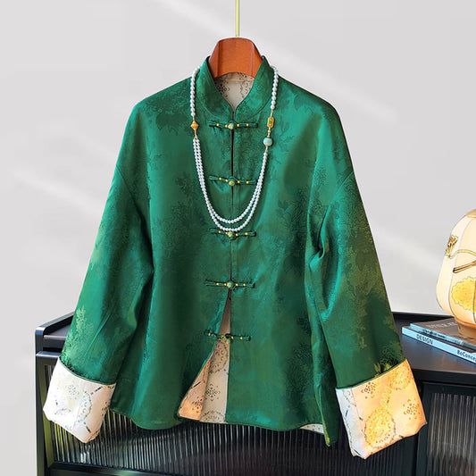 ASAYA4149 ✨ Reversible Green Jacquard Jacket ✨