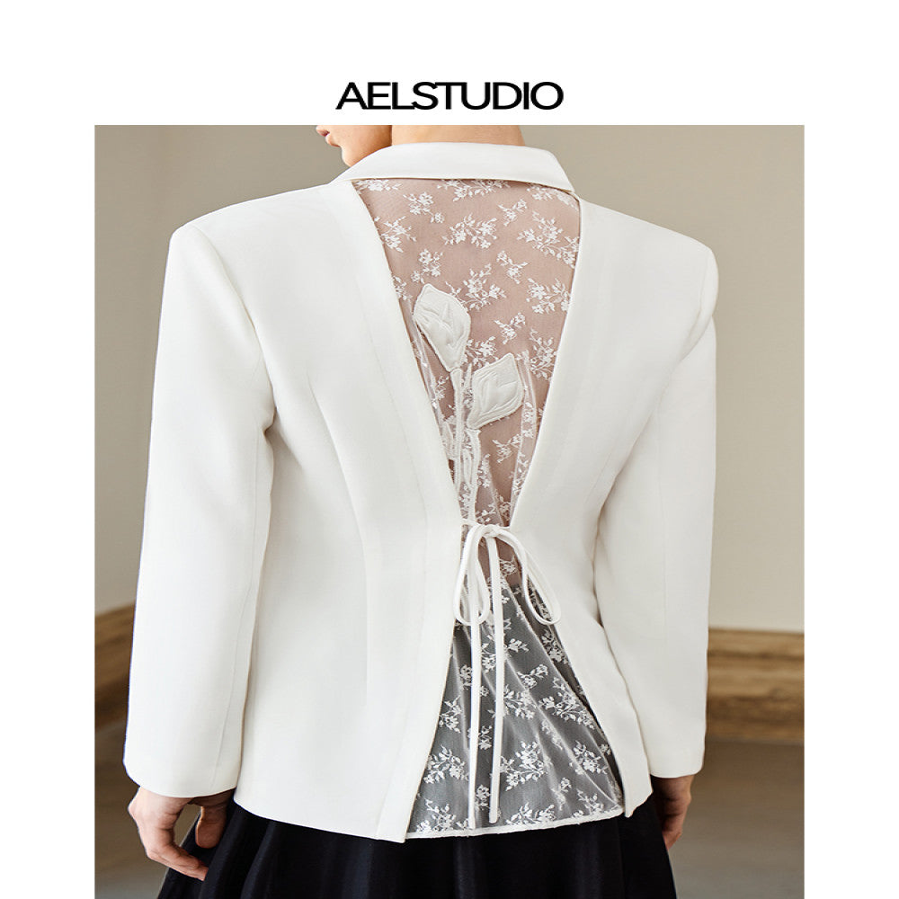 AEL original French suit jacket for women in the autumn of 2025 exuding a refined and sophisticated vibe One button lace backless suit image 0