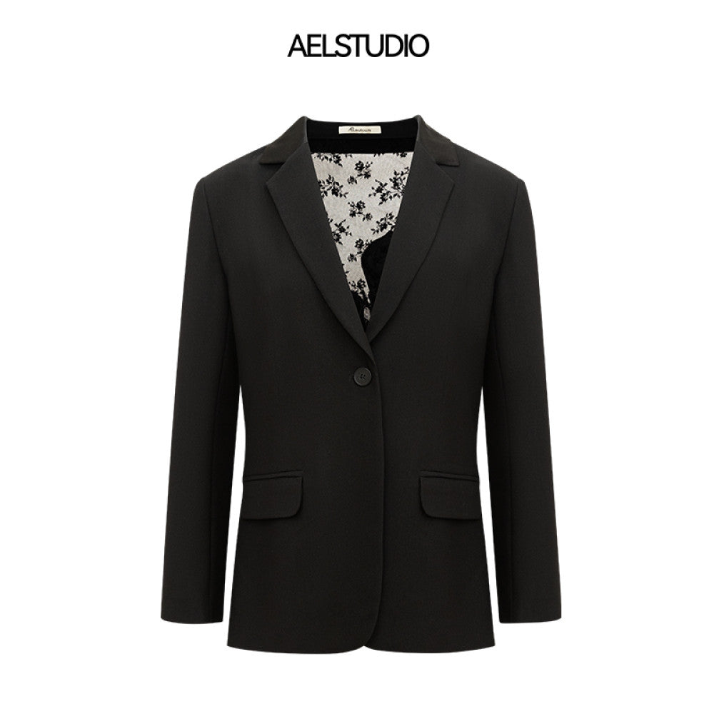 AEL original French suit jacket for women in the autumn of 2025 exuding a refined and sophisticated vibe One button lace backless suit image 15