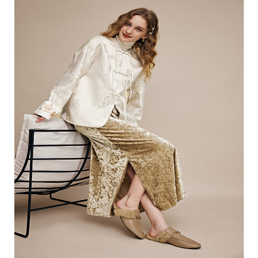 In stock Regret for missing customized diamond velvet half skirt temperament new versatile elastic waist straight tube half skirt image 1