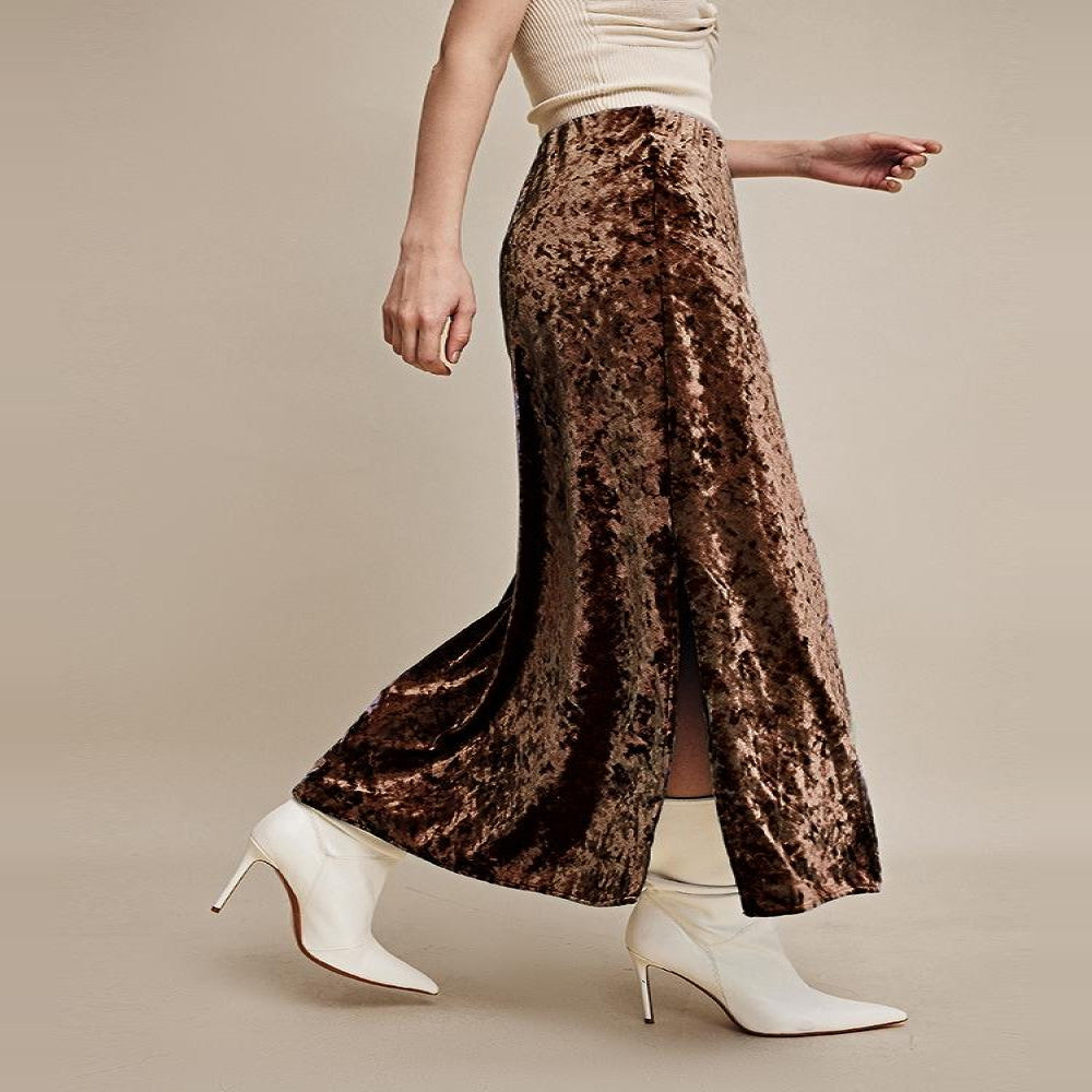 In stock Regret for missing customized diamond velvet half skirt temperament new versatile elastic waist straight tube half skirt image 3