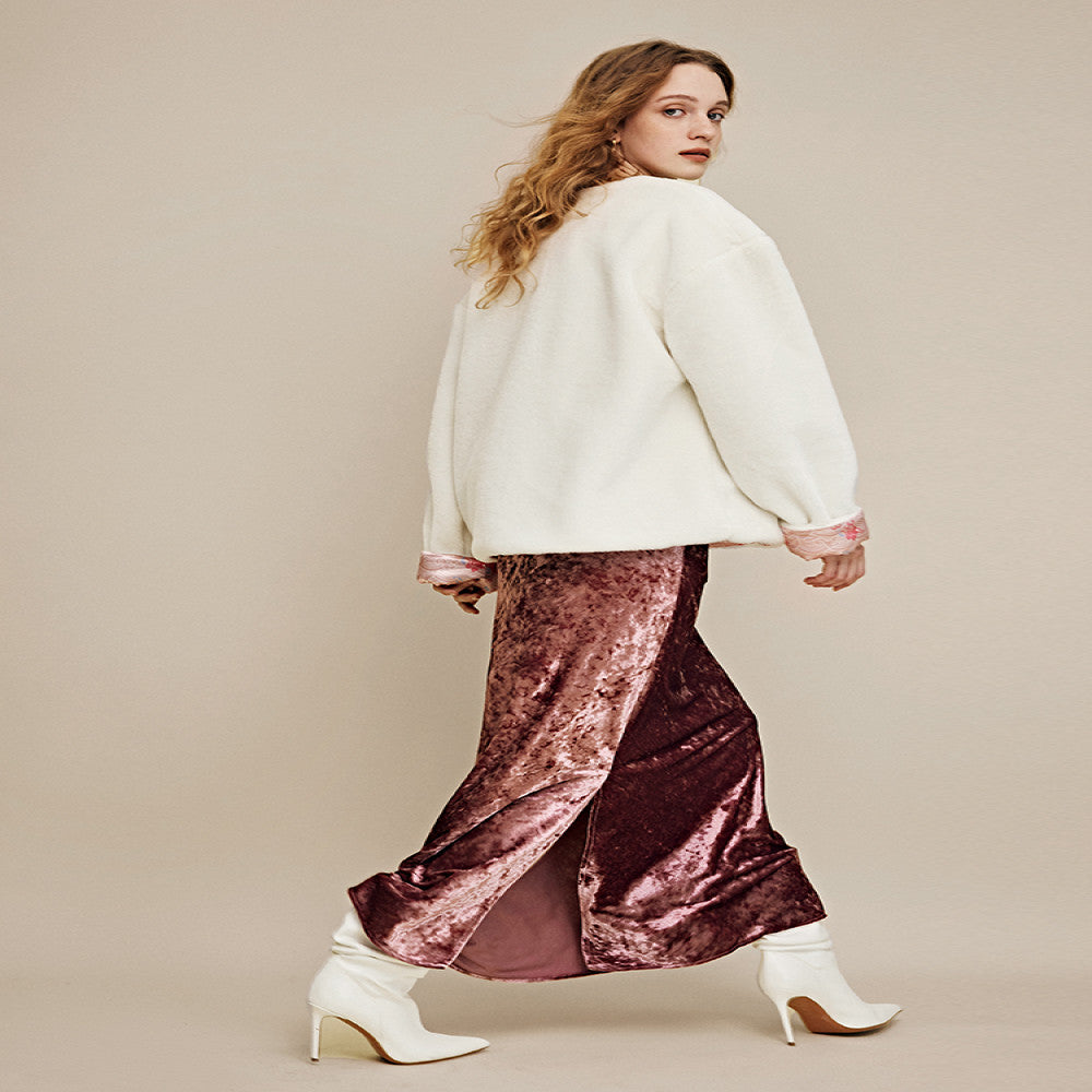 In stock Regret for missing customized diamond velvet half skirt temperament new versatile elastic waist straight tube half skirt image 4