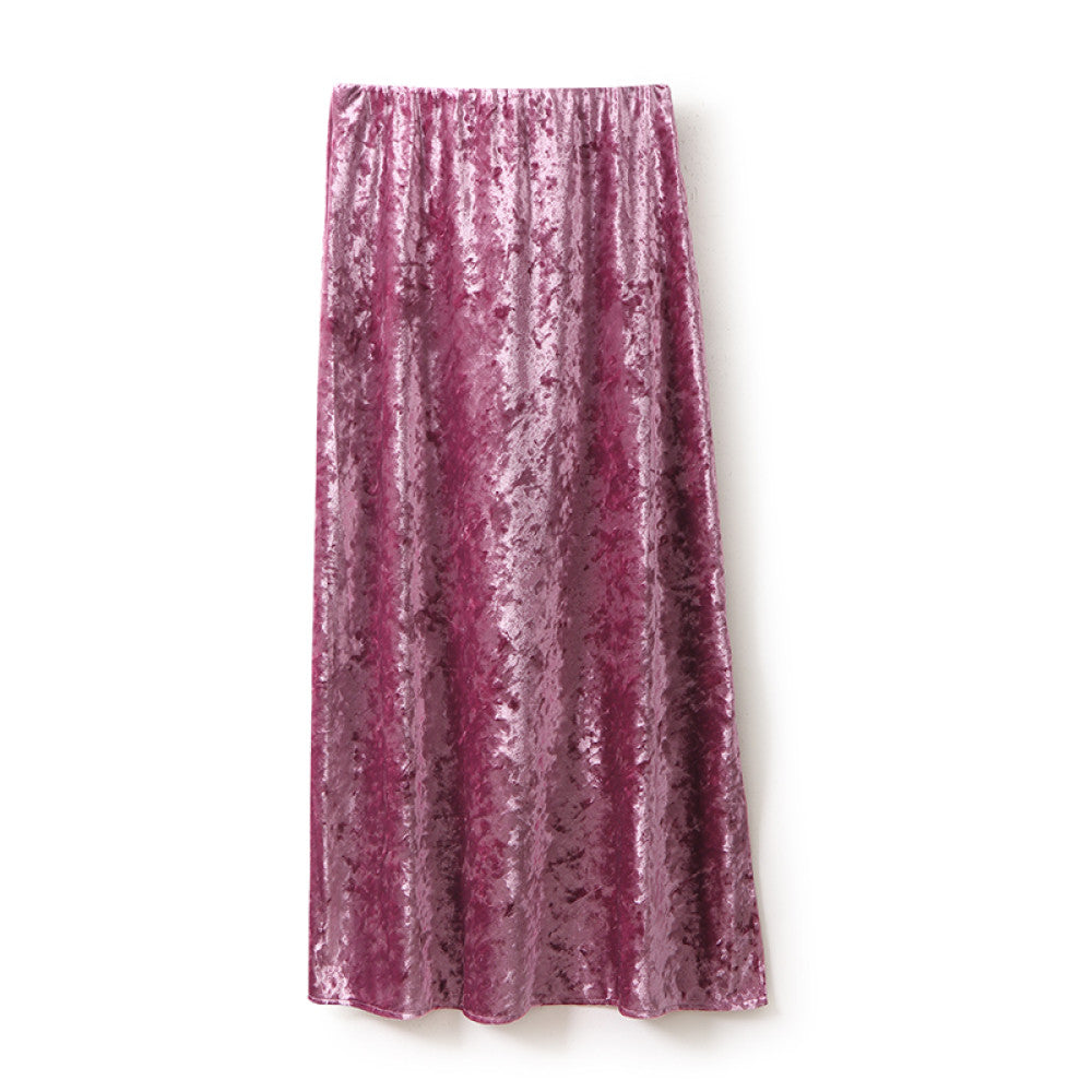 In stock Regret for missing customized diamond velvet half skirt temperament new versatile elastic waist straight tube half skirt image 29