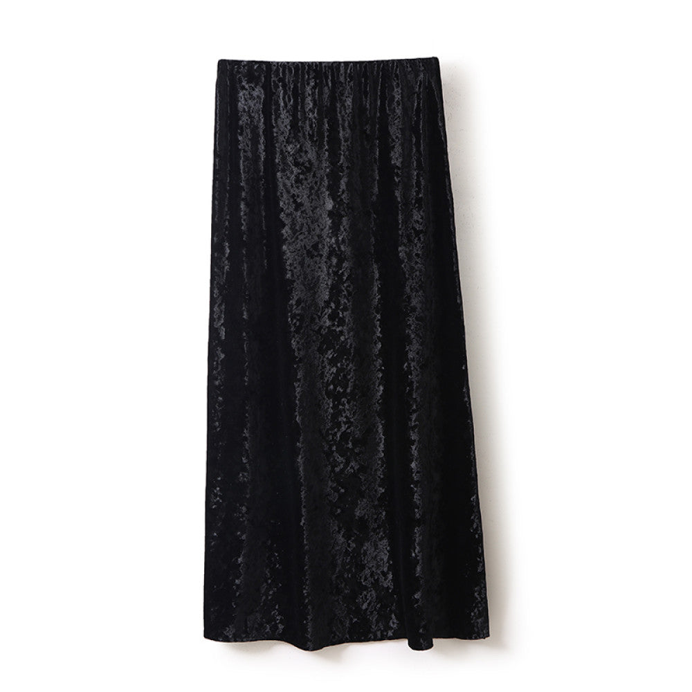 In stock Regret for missing customized diamond velvet half skirt temperament new versatile elastic waist straight tube half skirt image 42