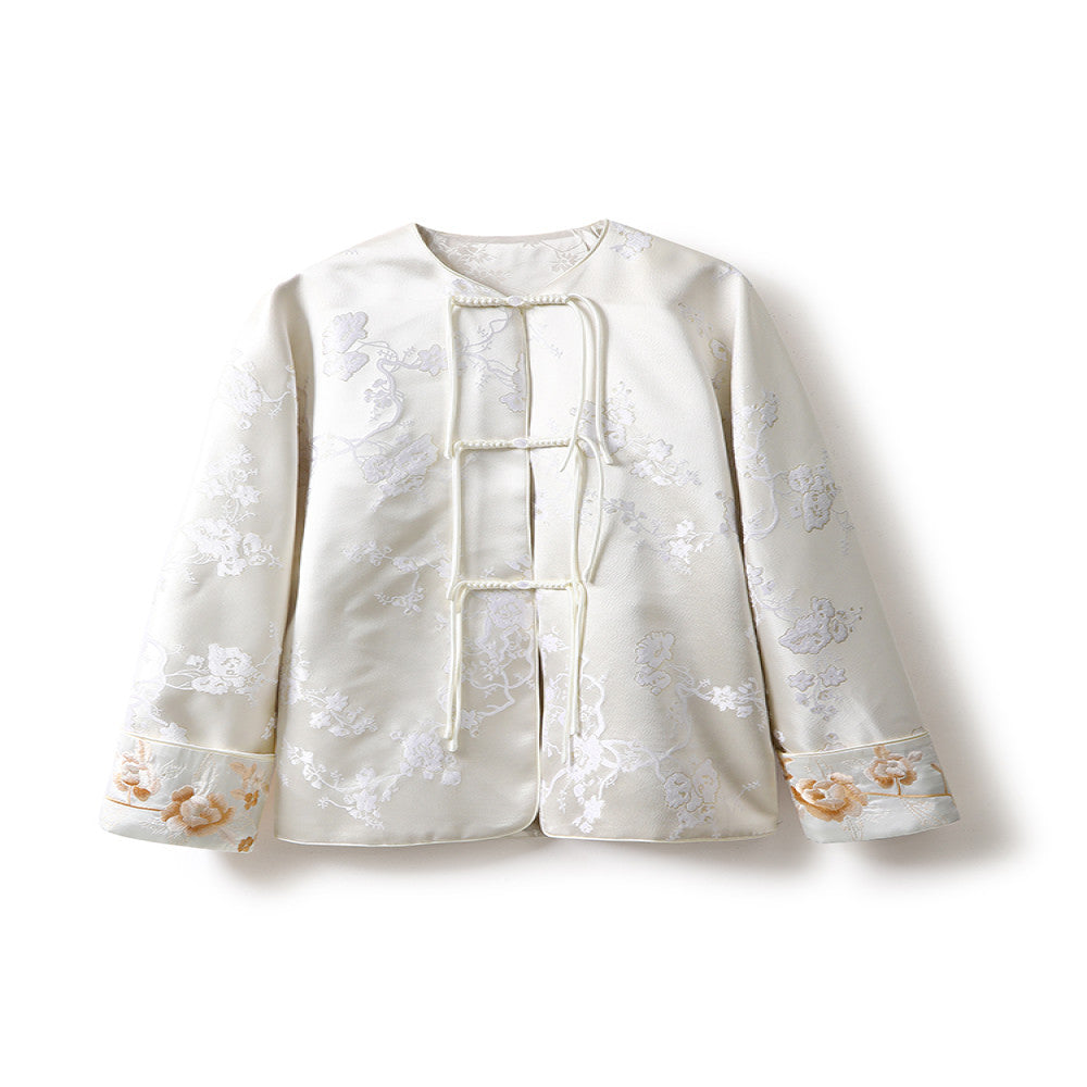 Spot New Chinese style National Style Su Pan Buckle Gilded Jacquard Heavy Industry Embroidery Simulation Silk Song Brocade Coat for Women image 5