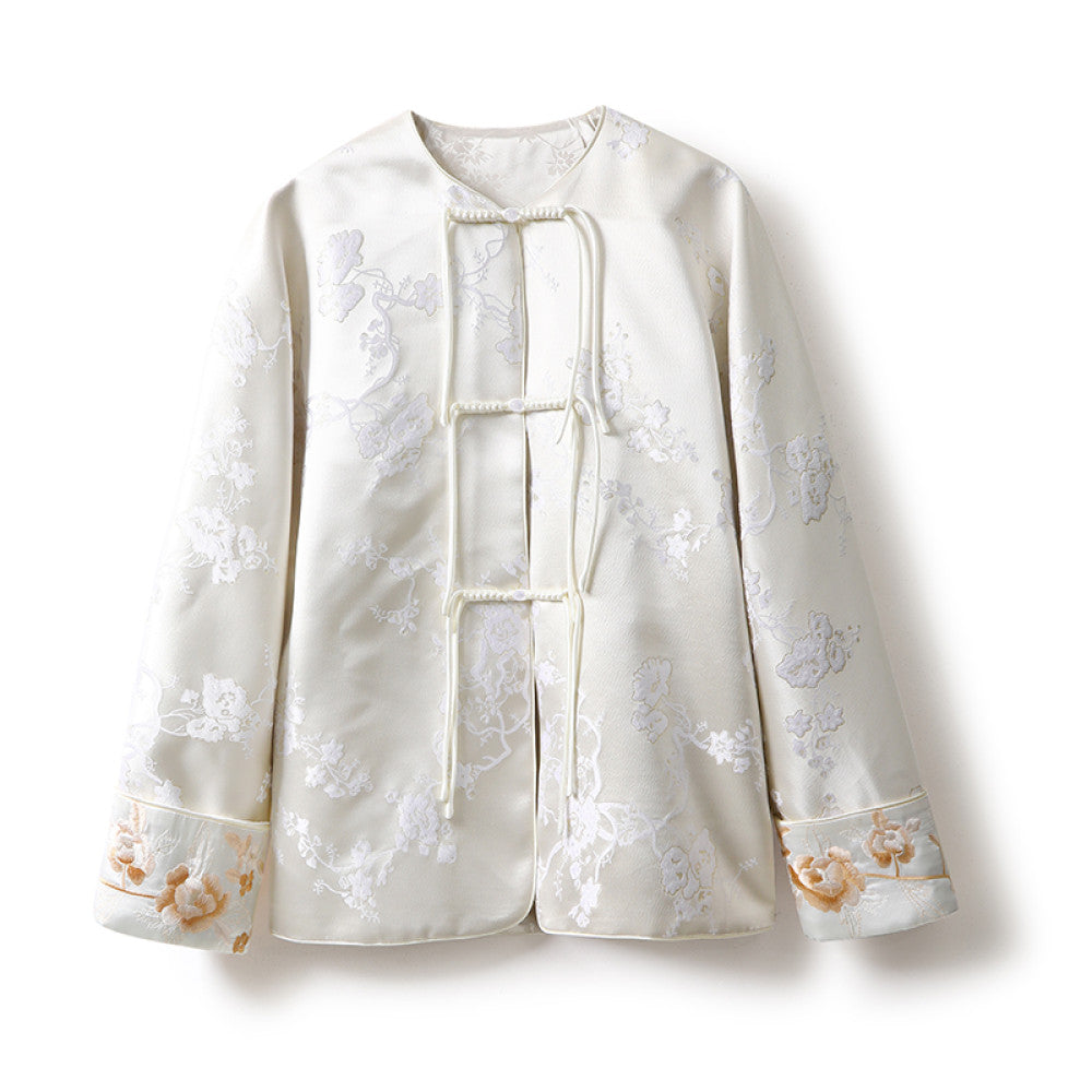 Spot New Chinese style National Style Su Pan Buckle Gilded Jacquard Heavy Industry Embroidery Simulation Silk Song Brocade Coat for Women image 10