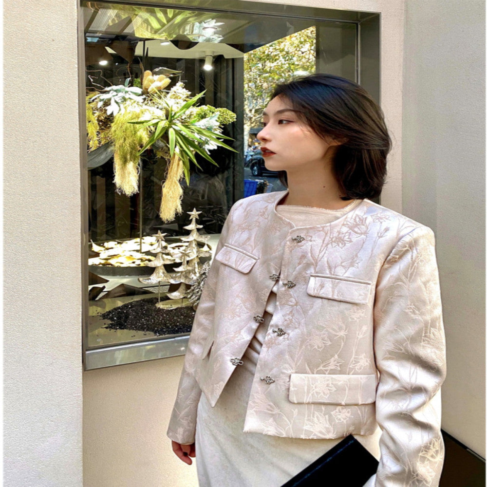 ASAYA4135 ✨🌟Floral Modern Metallic Tang Jacket