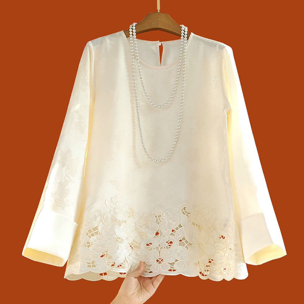 New Chinese style shirt women s long sleeve 2025 early spring new design niche black hollow embroidery national style top image 22