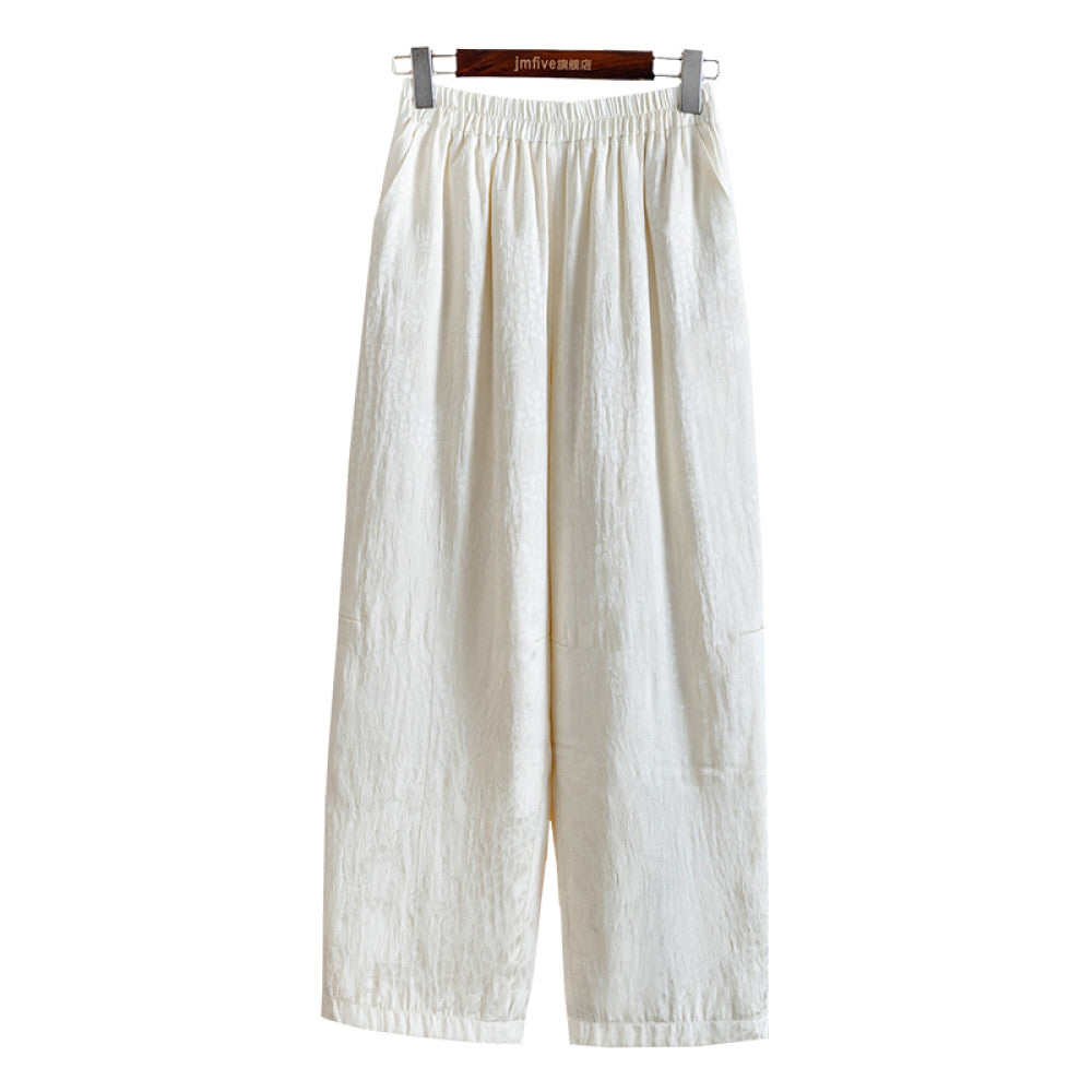 Retro temperament rayon jacquard cotton pants women 2024 winter new small high waist drape loose casual pants women image 22