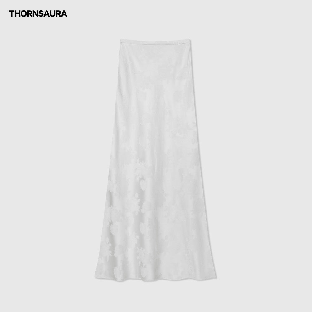 Thorny Light THORNSAURA Medium to Long New Chinese High Waist Satin Gloss Rose Jacquard Tail Skirt image 18