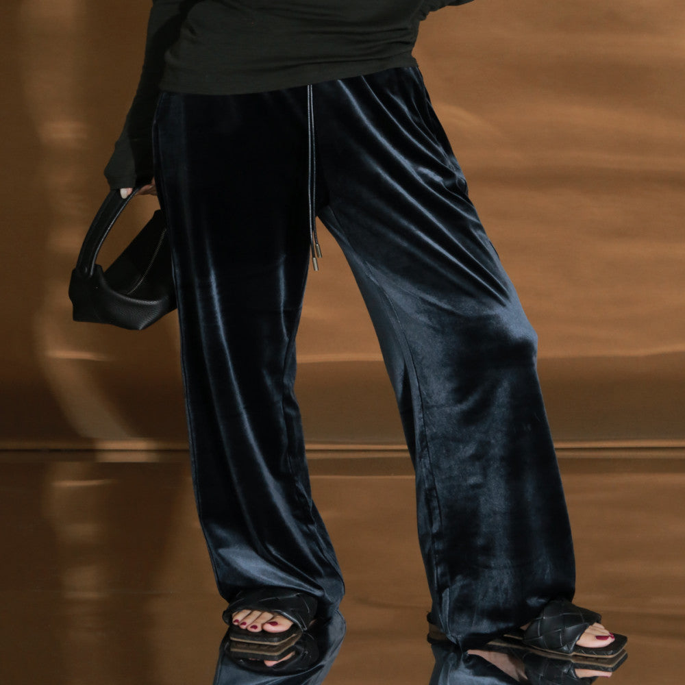 PIAOIN light luxury velvet straight casual pants for women old money style intellectual elegant straight pants versatile pants for women autumn and winter image 12