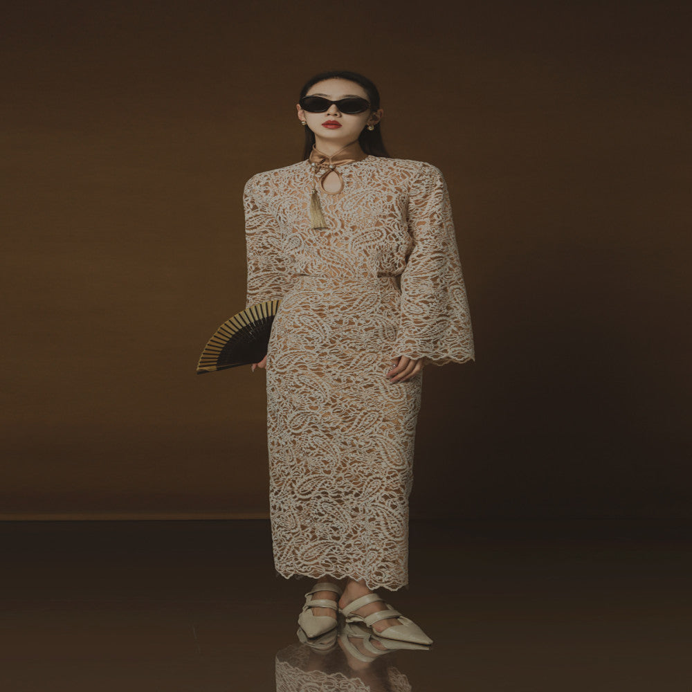 PIAOIN Belize Lace Top Women s New Chinese Cheongsam Collar Tassel Shirt Wide Sleeve Jacket 2024 image 0