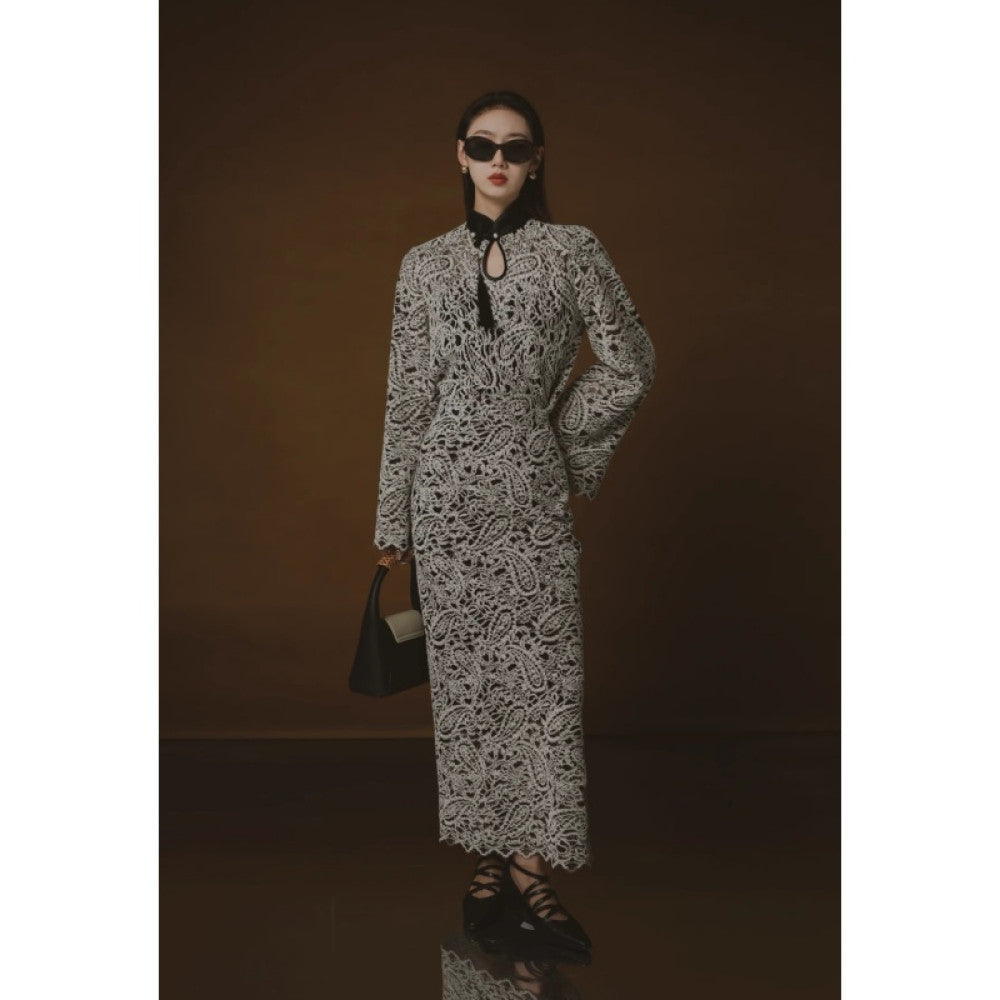PIAOIN Belize Lace Top Women s New Chinese Cheongsam Collar Tassel Shirt Wide Sleeve Jacket 2024 image 37