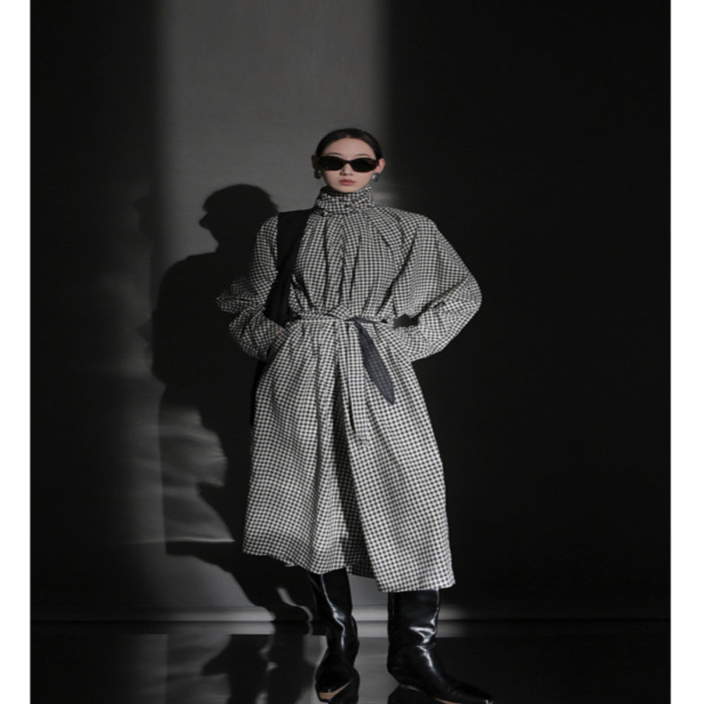 PIAOIN runway 24S autumn plaid design new dress women s ins style scarf wide version mid length skirt versatile image 10