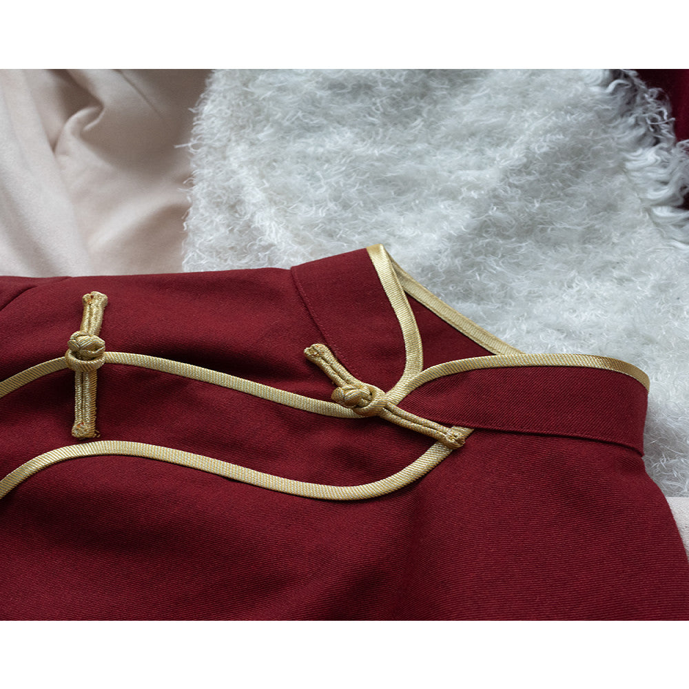 Special Price Tibetan Red Tibetan style new Chinese retro women s Chinese style high end Tibetan clothing red cheongsam skirt improvement image 5