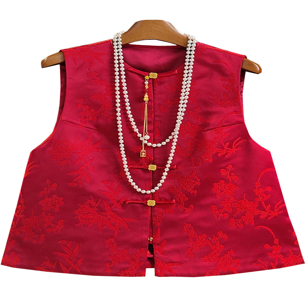New Chinese style red vest for women in 2025 New Year Zhangrong jacquard layered outer vest zodiac year Chinese style top image 10