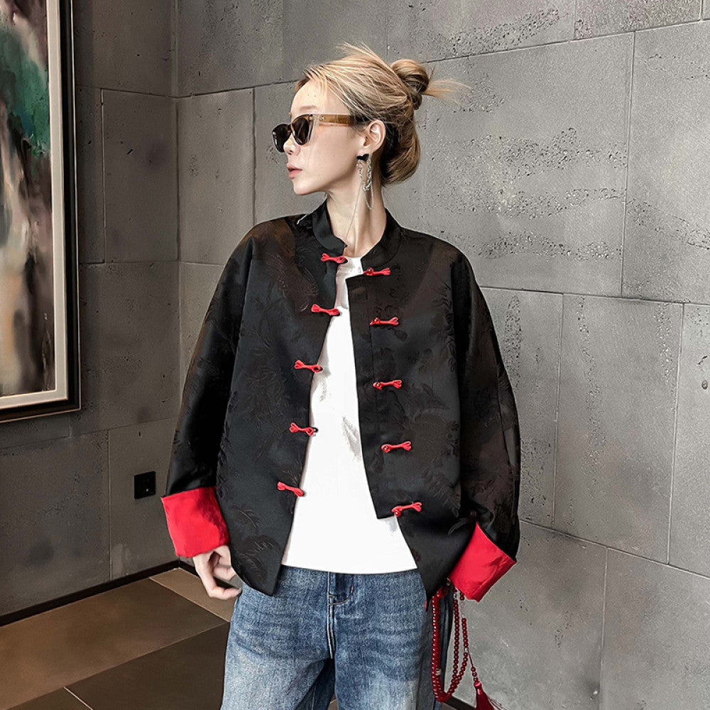 Black New Chinese style ethnic style women s jacket 2024 new spring style classic super beautiful double sided overlay ancient Tang clothing top image 10