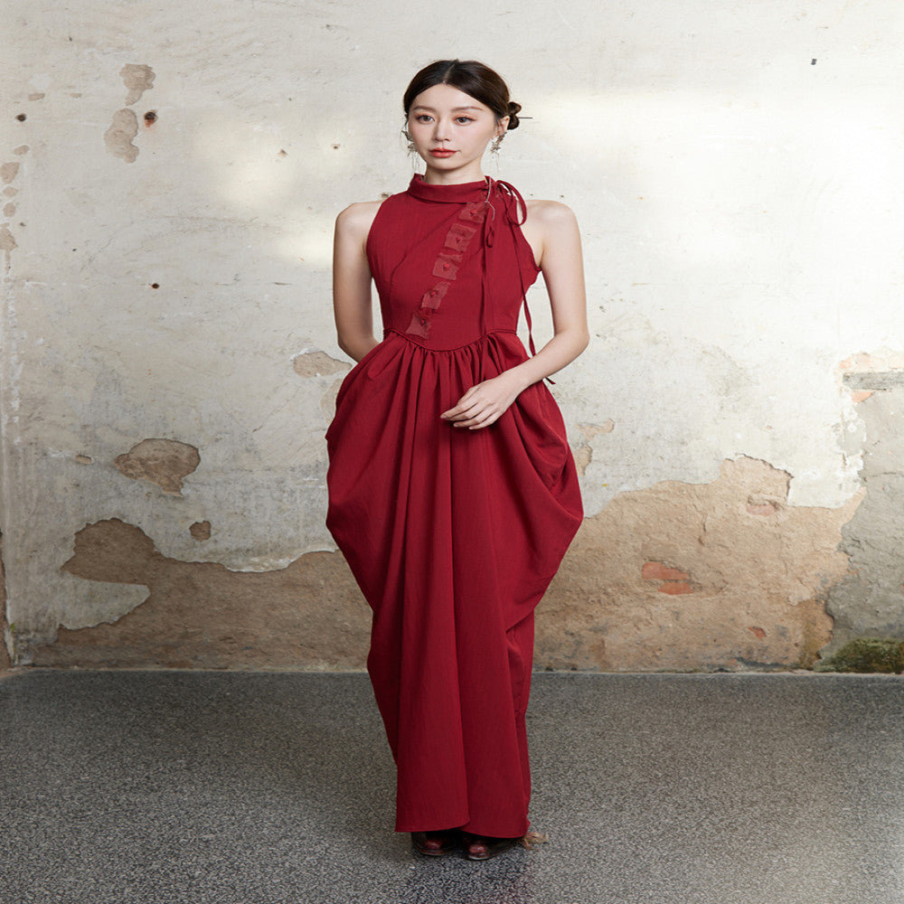 ONMOON 2024 Spring Summer New Chinese Style Sleeveless Vase Dress Clear and Cold Sensation Fairy Dress Long Dress image 1
