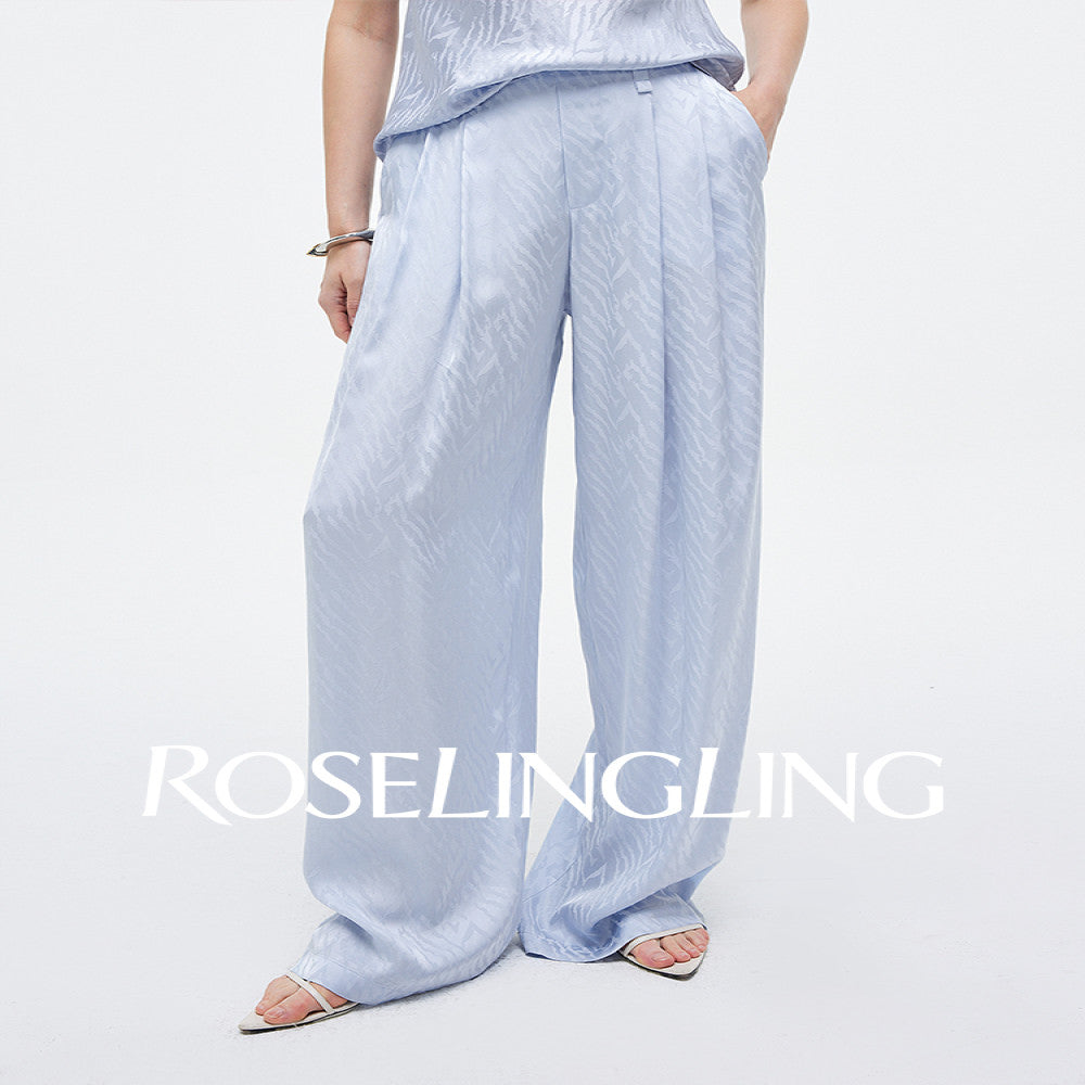 Zebra Light and Shadow ROSELINGLING Zebra Pattern Bare Feel Comfortable Wrinkle Pair Fashionable Air Wide Leg Pants image 1