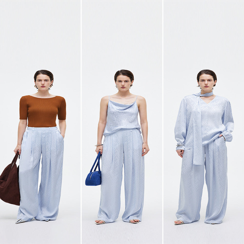 Zebra Light and Shadow ROSELINGLING Zebra Pattern Bare Feel Comfortable Wrinkle Pair Fashionable Air Wide Leg Pants image 2