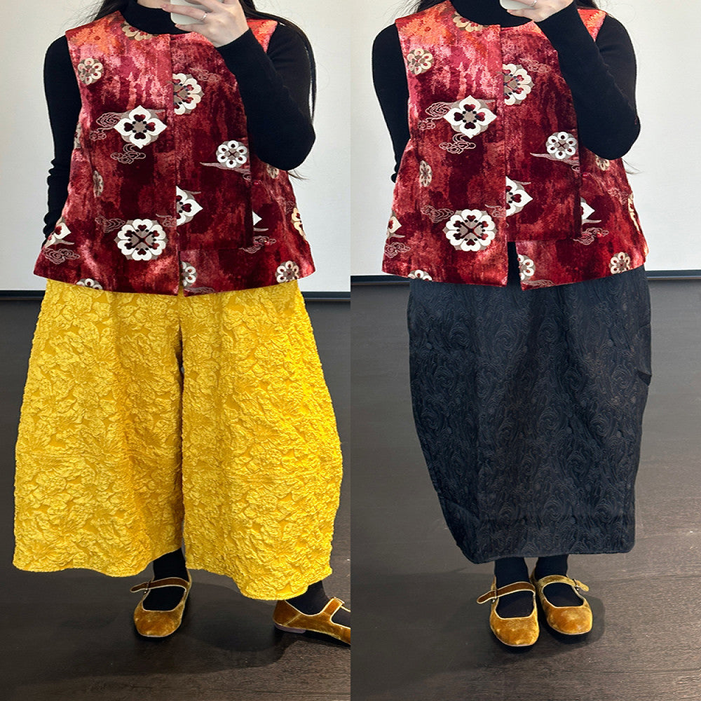 Xiaolu Miya Bao Xiang series new Chinese style red velvet round collar padded vest autumn and winter image 2