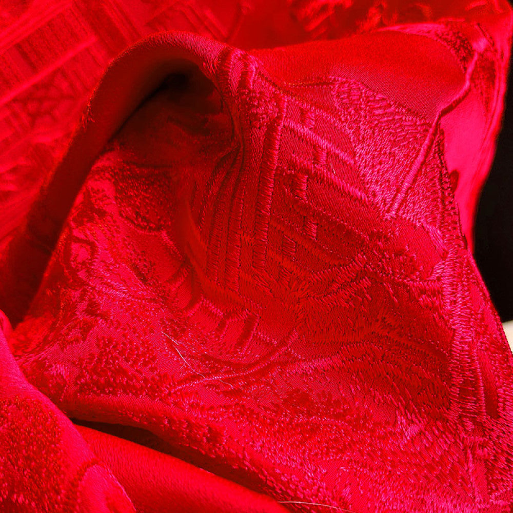 Red high end embroidery new Chinese style buttoned acetate vest vest women s retro improved round neck national style top jacket image 5