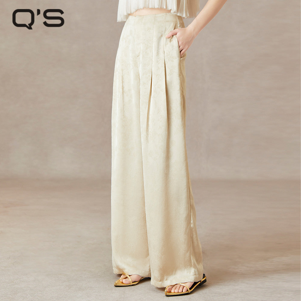QS Jiexi summer new improved light national style casual pants three dimensional jacquard lazy style slim high waist wide leg pants image 6