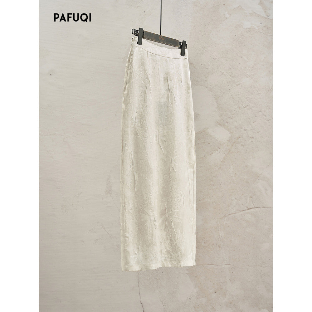 New Chinese style women s clothing 2025 new style early autumn outfit with high end jacquard satin acetate shirt half skirt set image 20