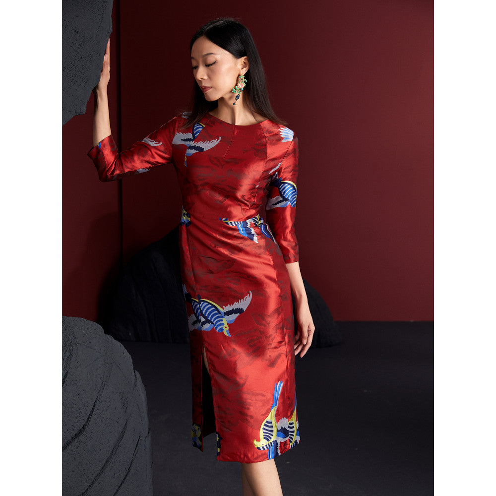 Fulang Original Design Style Shop Confident Luxury Jacquard Slim Fit Improved Hip Wrapped China Chic Long Cheongsam Dress image 12